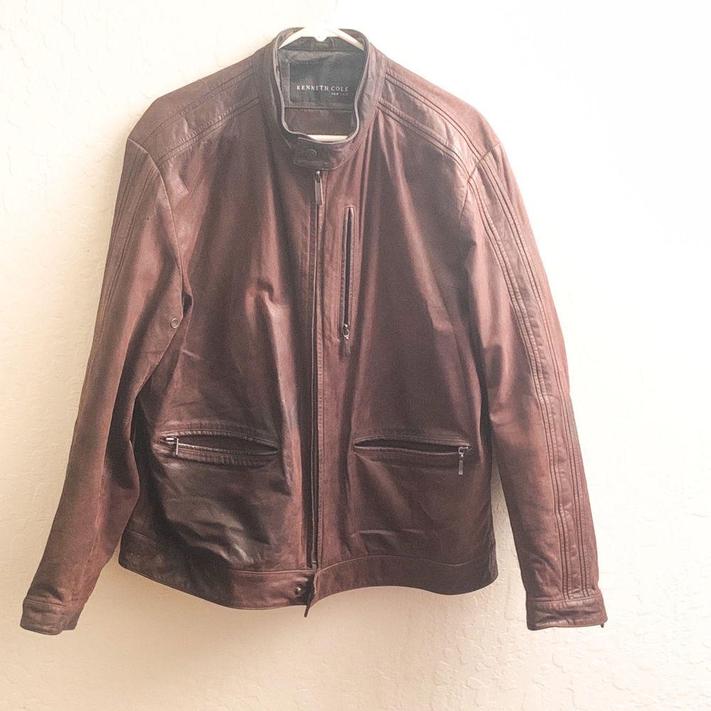 Kenneth Cole brown leather jacket